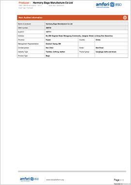 BSCI Certificate